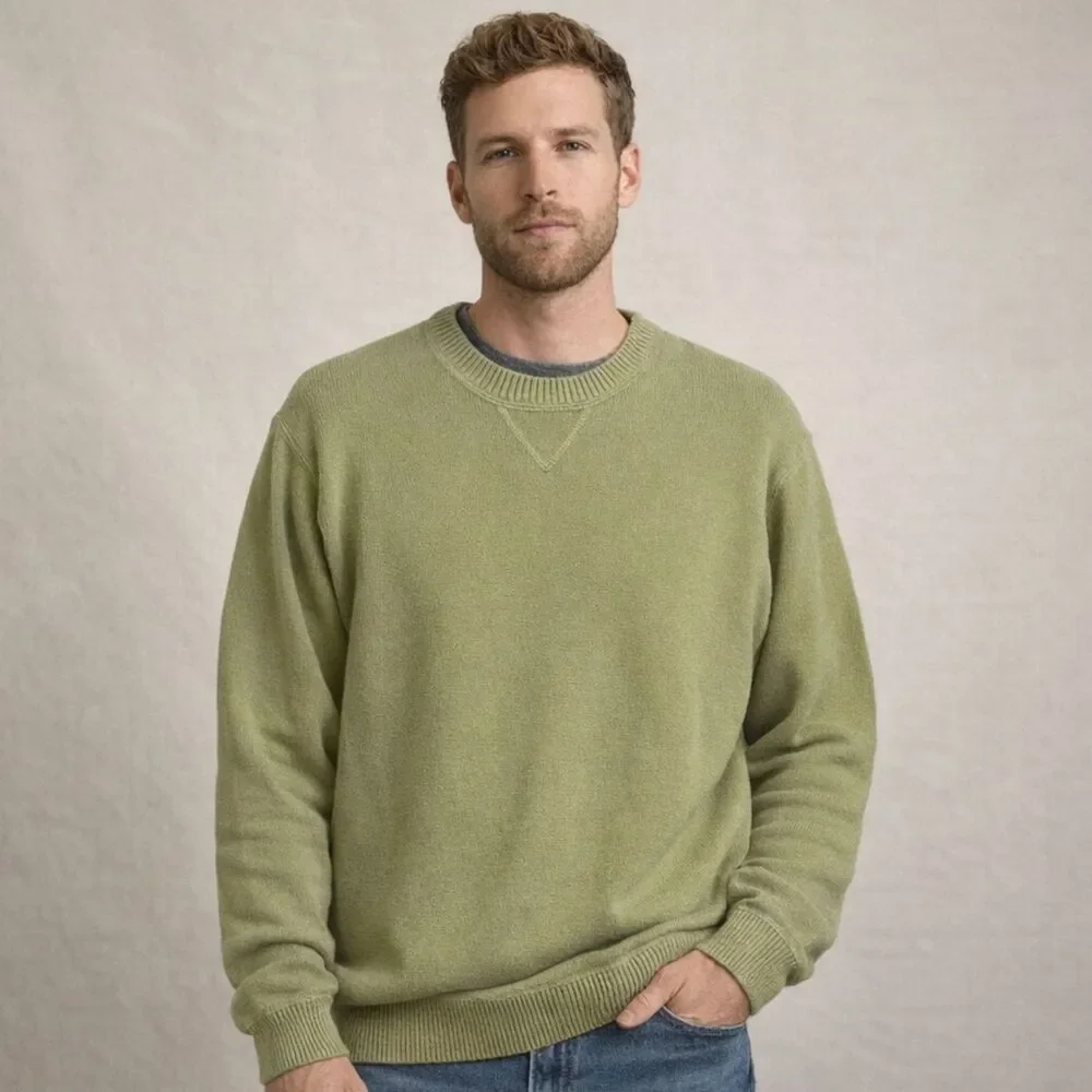 VTG Eddie Bauer 100% Cotton Crewneck Sweater Mens Sz M Sage Gorpcore Outdoors